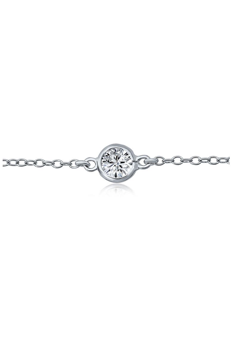 Bridal Cubic Zirconia Station Anklet, Alternate, color, SILVER