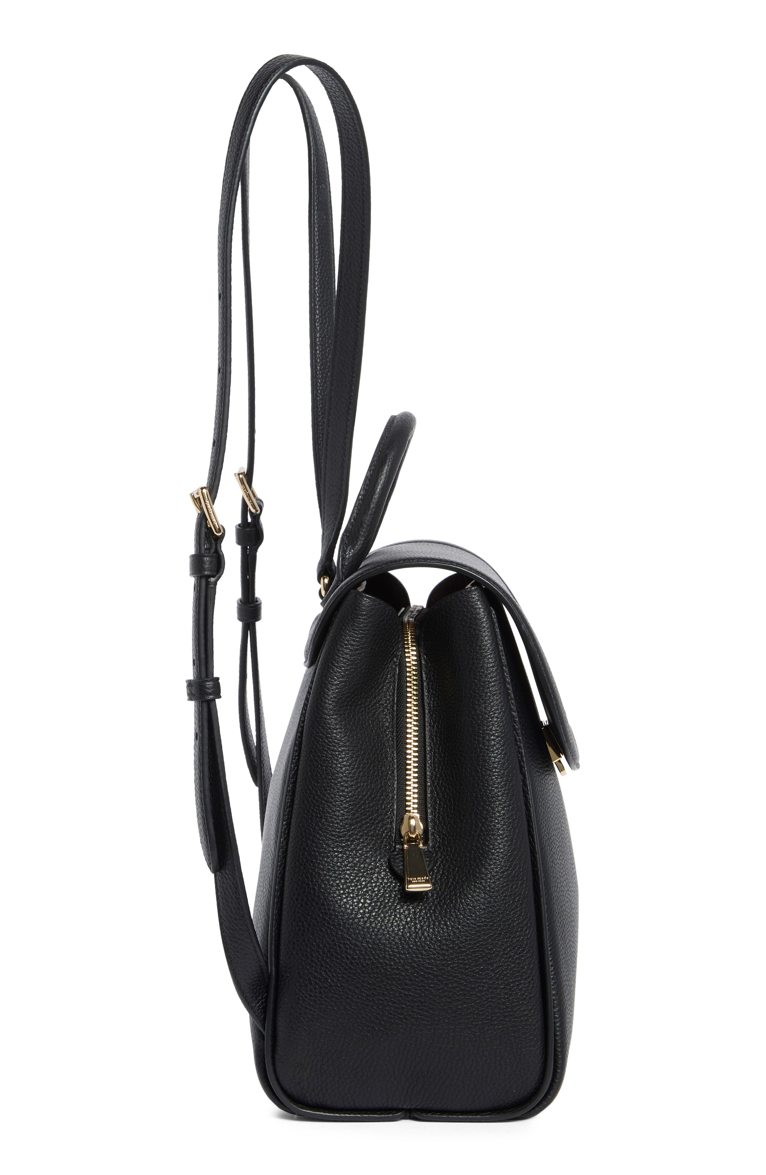 knott pebbled leather backpack, Alternate, color, BLACK