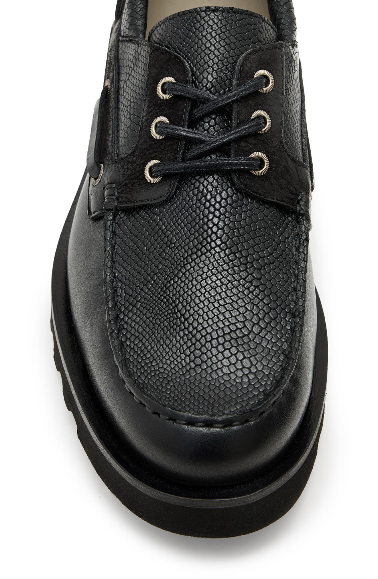 AllSaints Skiff Boat Shoe, Alternate, color, Black