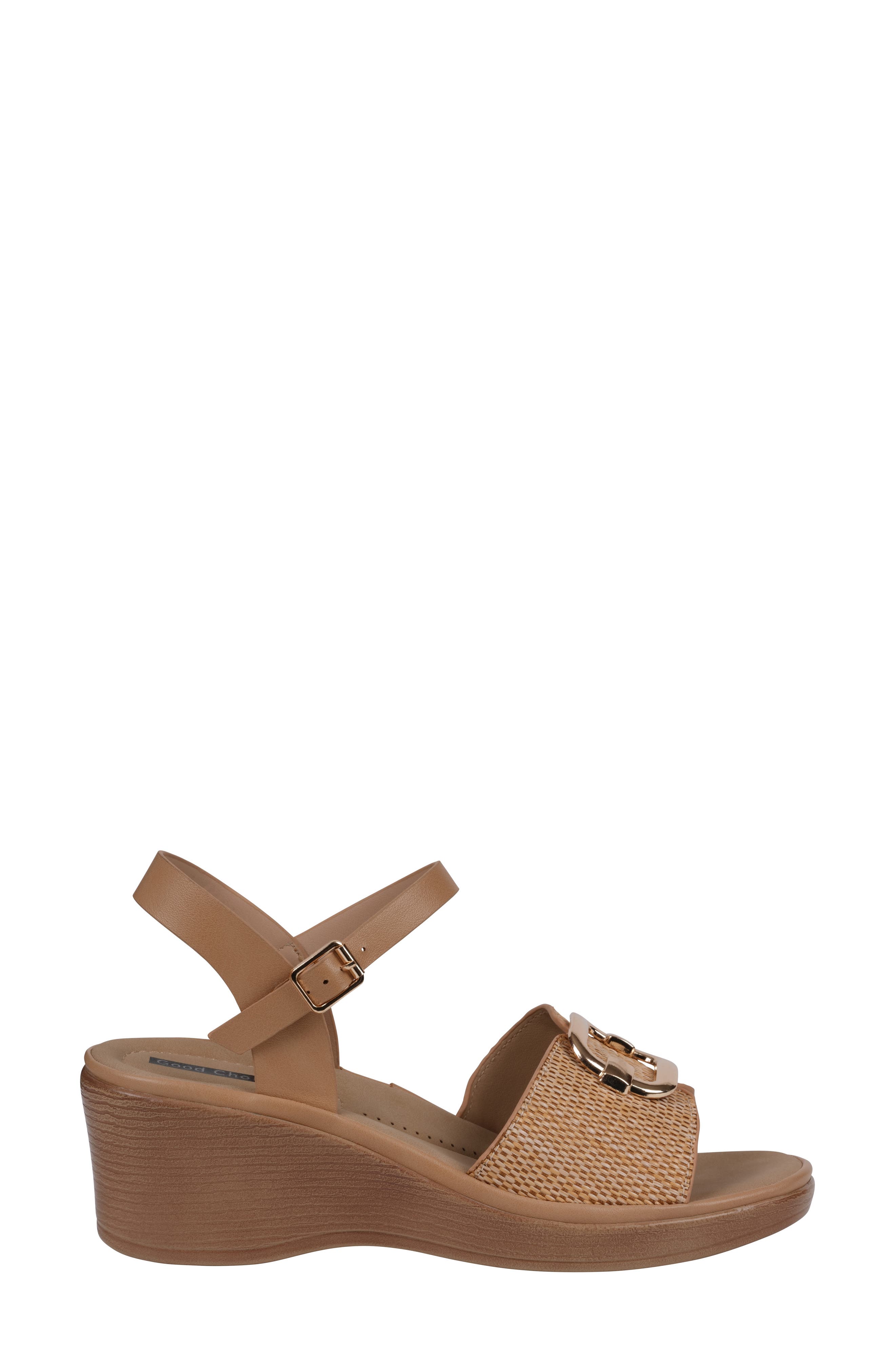 GC SHOES Fia Buckle Wedge Sandal, Alternate, color, Natural