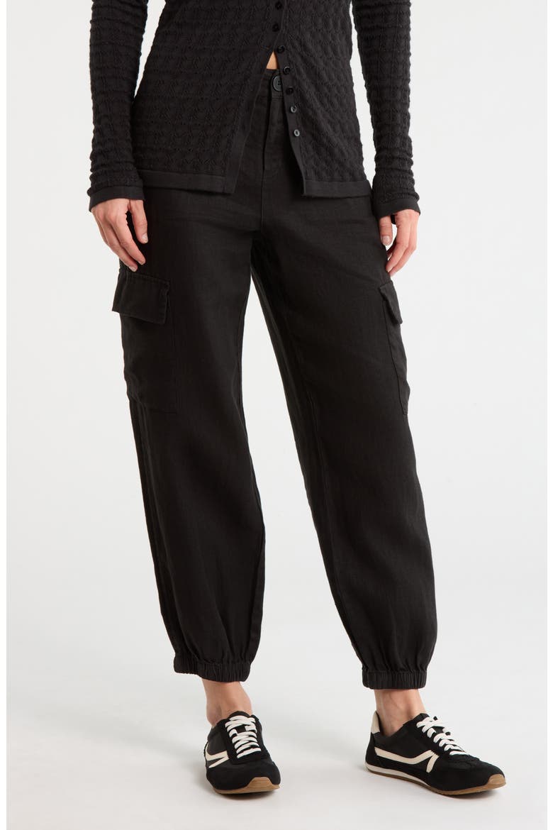 Take Over Linen Joggers, Main, color, BLACK