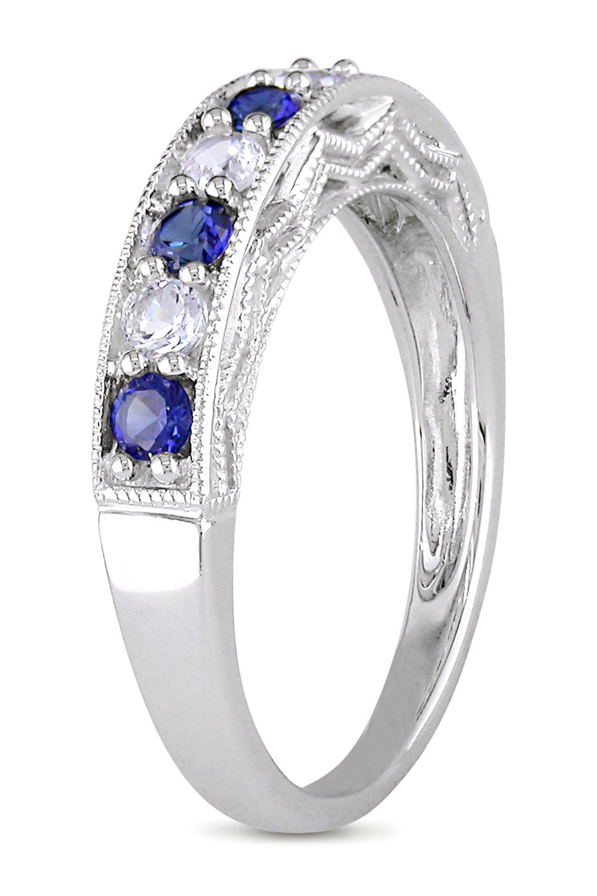 DELMAR Created White & Blue Sapphire Ring