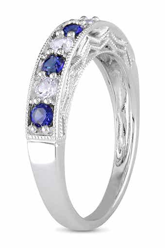 DELMAR Created White & Blue Sapphire Ring