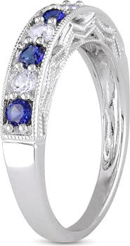 DELMAR Created White & Blue Sapphire Ring