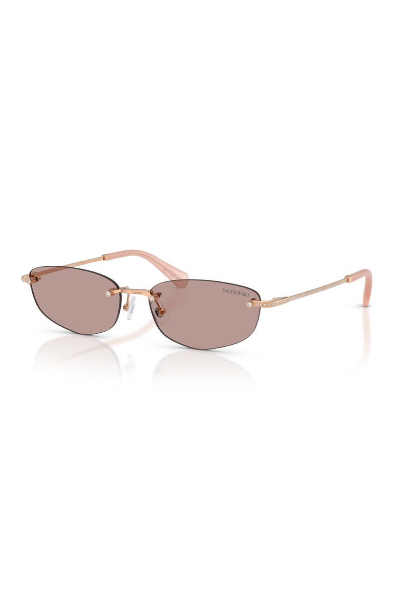 57mm Irregular Sunglasses, Alternate, color, ROSE GOLD / LIGHT PURPLE BROWN