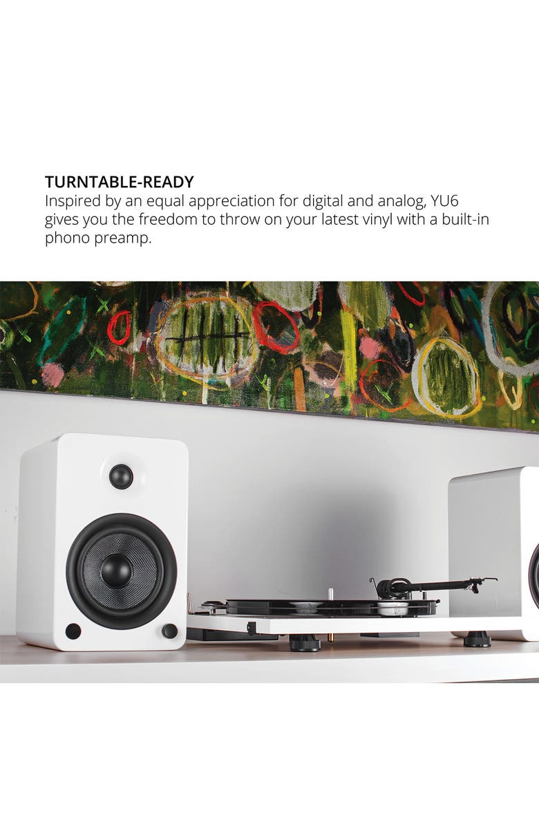 Kanto YU6 Powered Bookshelf Speakers with Built-In Bluetooth - Pair, Alternate, color, Matte White
