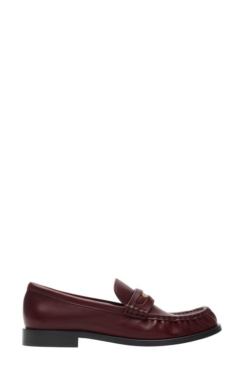 Burberry Cadet Grained Calf Leather Penny Loafers In Burgundy
