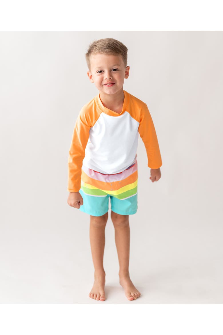 Baby Boys UPF50+ Swim Trunks, Alternate, color, Island Rainbow Multi-Stripe