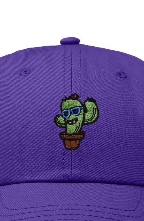 Dalix Cactus Embroidered Casual Cap In Purple