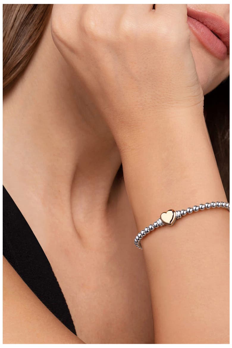 Bujukan 14k Gold and Sterling Silver Heart Bead Bracelet, Alternate, color, STERLING / 14K YELLOW GOLD