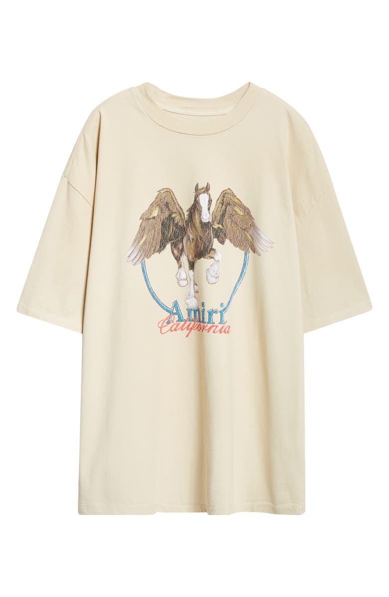 AMIRI Pegasus Oversize Cotton Graphic T-Shirt, Alternate, color, Alabaster