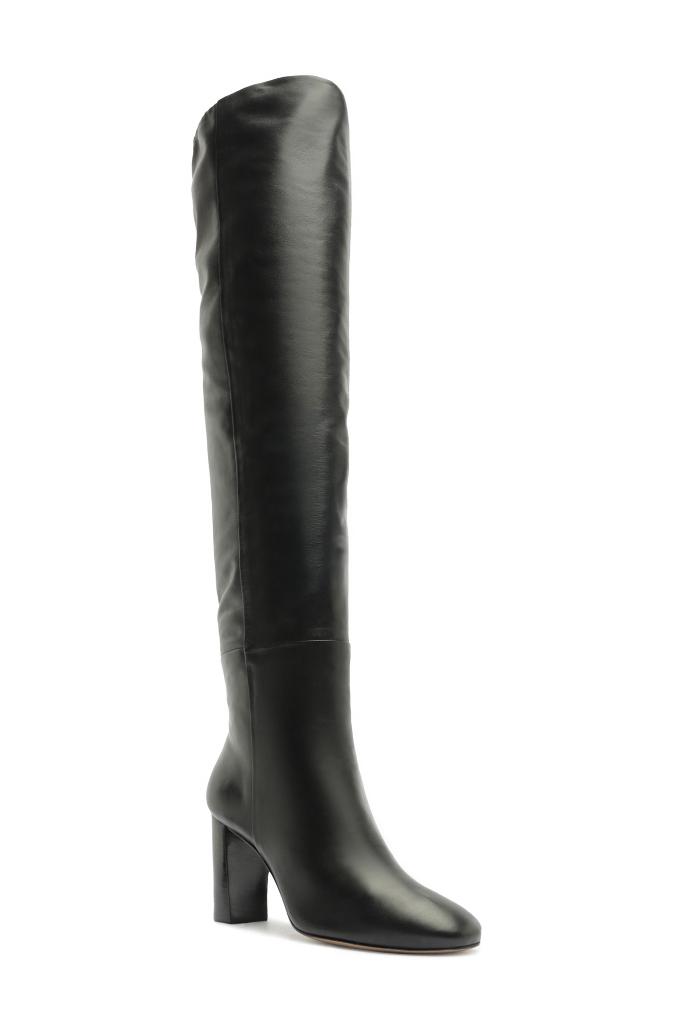 Anna Slouch Knee High Leather Boot, Main, color, BLACK