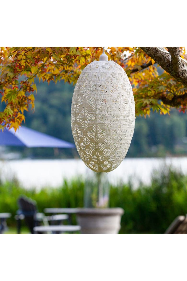 Soji Stella Nova Geo Palm Pod - Indoor / Outdoor Pendant Lamp, Alternate, color, White
