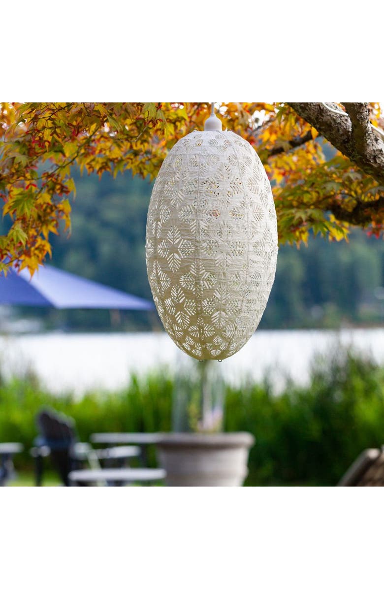 Allsop Home & Garden Soji Stella Nova Geo Palm Pod - Indoor / Outdoor Pendant Lamp, Alternate, color, White