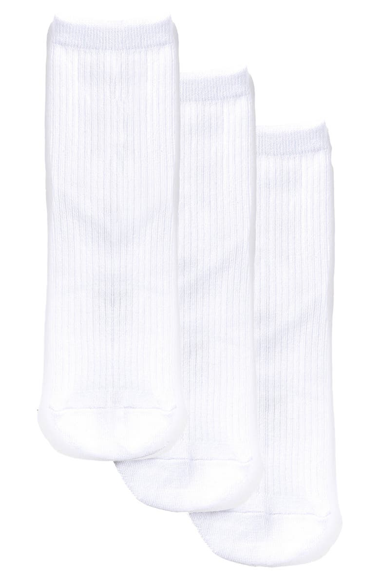 Stems Everyday 3-Pack Cotton Blend Rib Ankle Socks, Main, color, White