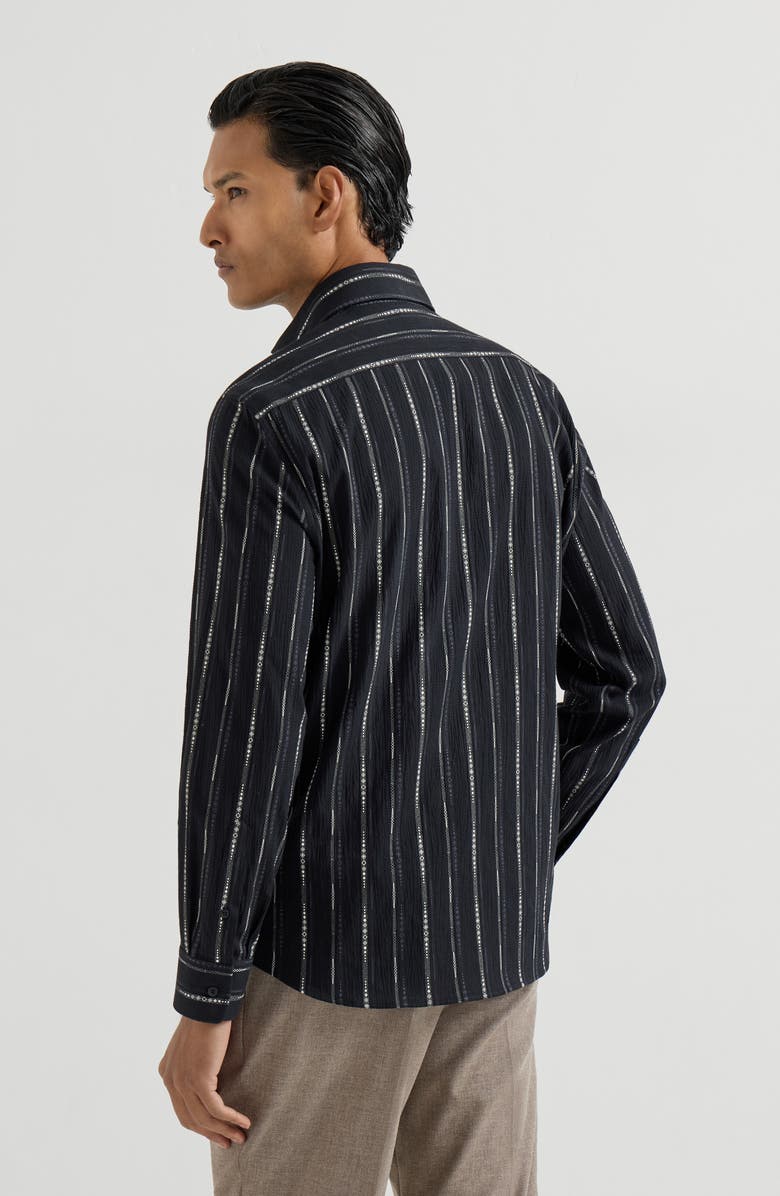 Brunello Cucinelli Seersucker shirt, Alternate, color, Black