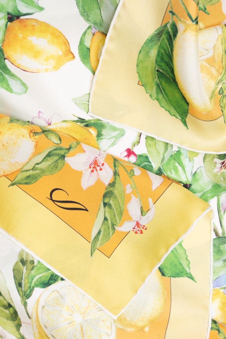 Limoni Fioriti - Silk Foulard for Women, Alternate, color, Yellow