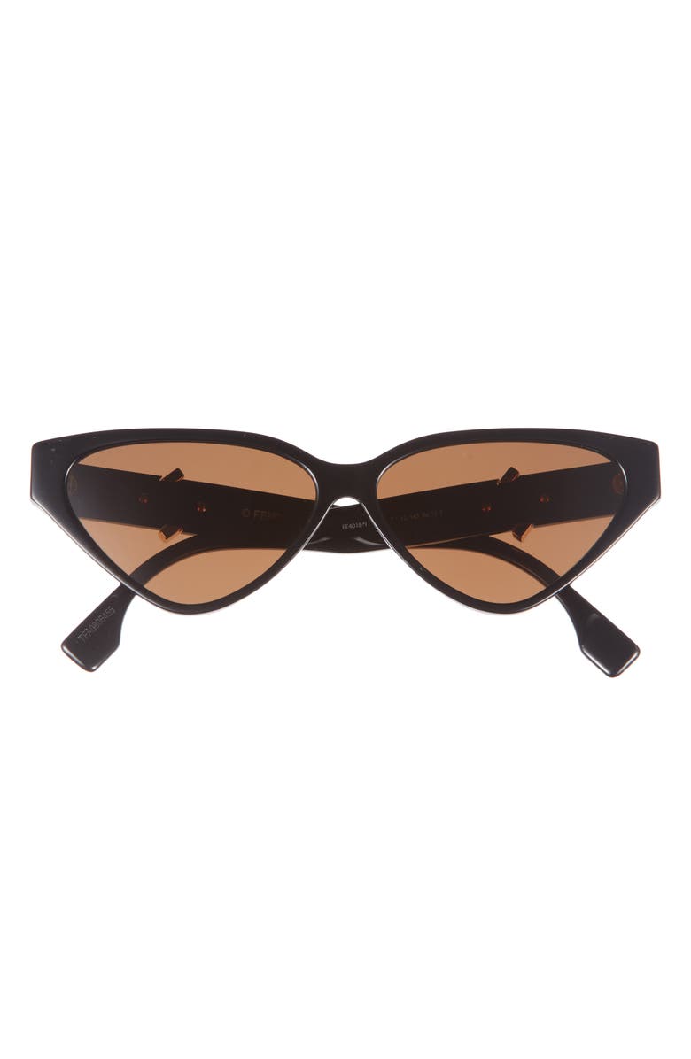 Fendi FF Diamonds 57mm Cat Eye Sunglasses, Main, color, Shiny Black / Brown