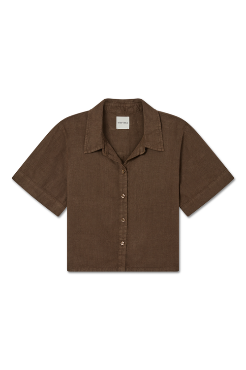 Vir Vita Anais Linen Shirt In Brown