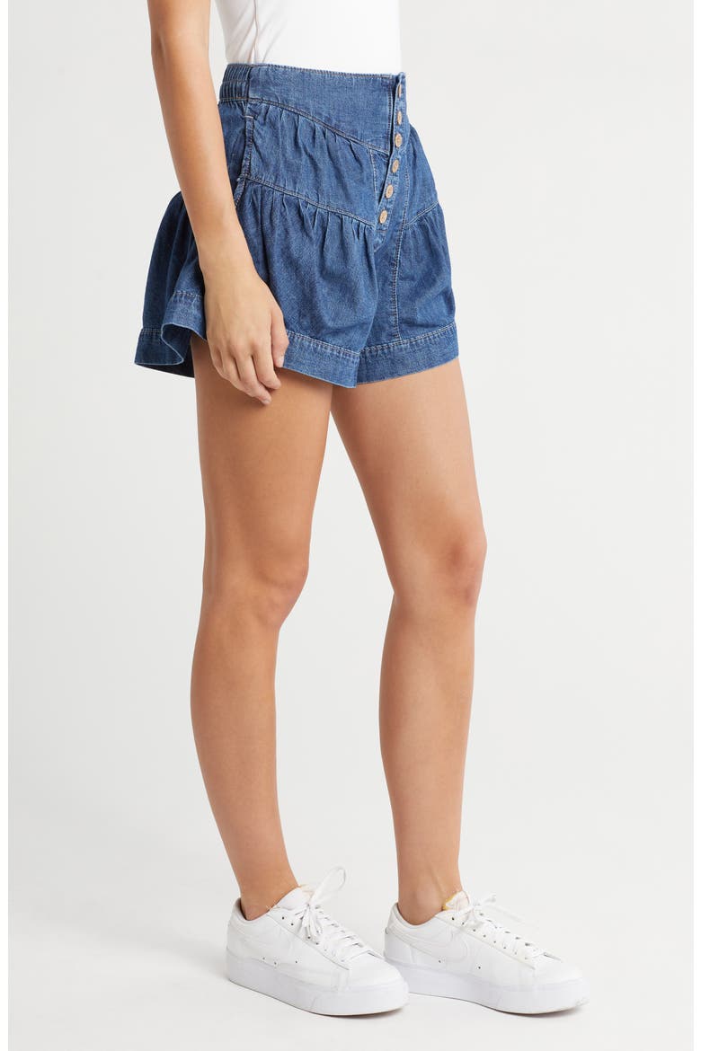 Fleur Denim Shorts, Alternate, color, BLUE