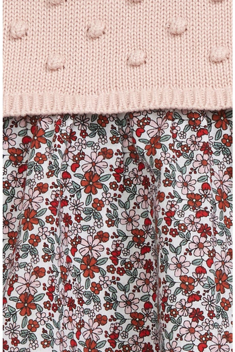 Kids' Nordstrom Mix Media Sweater Dress and Leggings Set, Alternate, color, PINK LOTUS FLRL OTML HTR