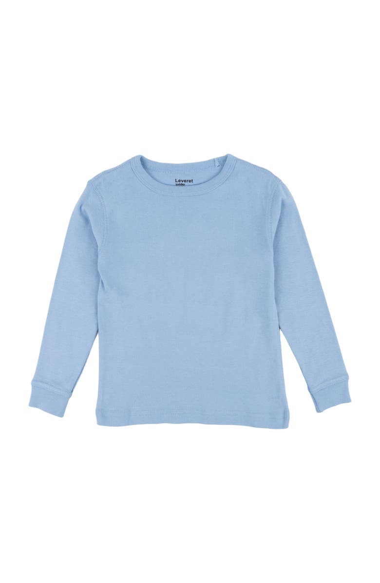 Leveret Kids Long Sleeve T-Shirt, 100% Cotton, Solid Colors, Alternate, color, Light Blue