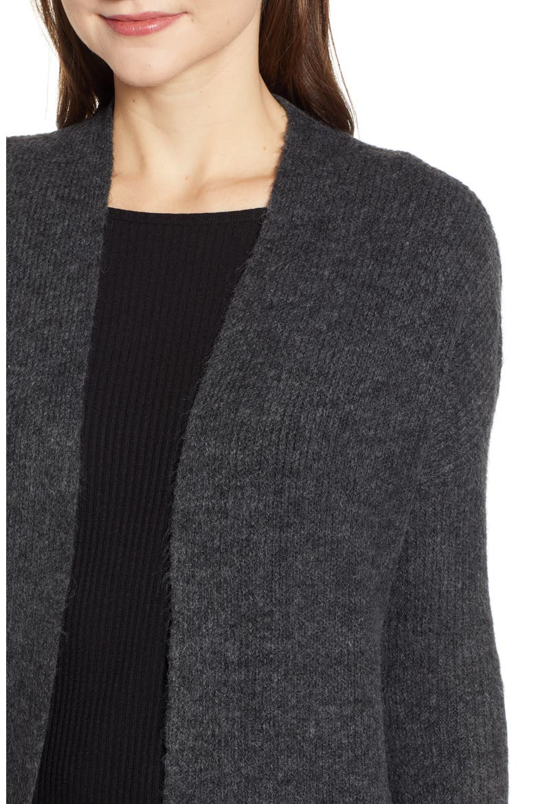 Midi Open Cardigan, Alternate, color, GREY CHARCOAL HEATHER