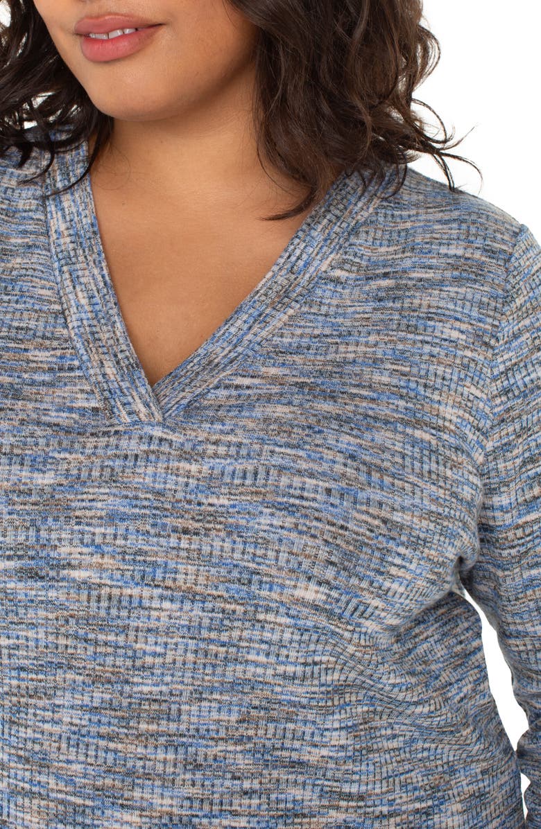 Liverpool Los Angeles Three-Quarter Sleeve Knit Top, Alternate, color, Blue Spacedye