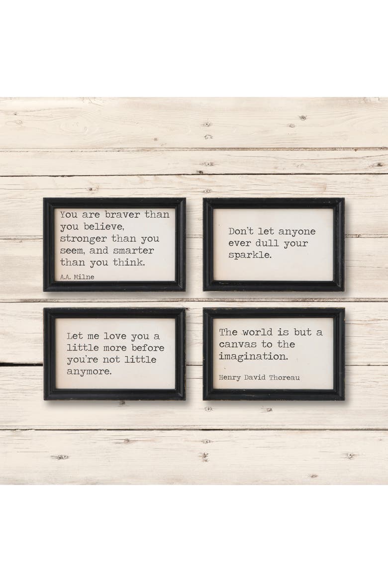 Wall Décor with Framed Inspiration Sentences, Alternate, color, Black