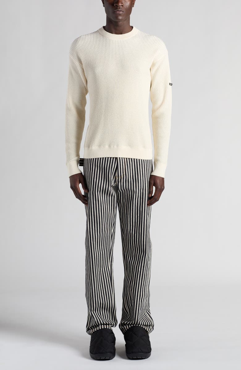 Bottega Veneta Hemp & Cotton Waffle Knit Crewneck Sweater, Alternate, color, 9300 Dove/ Chalk