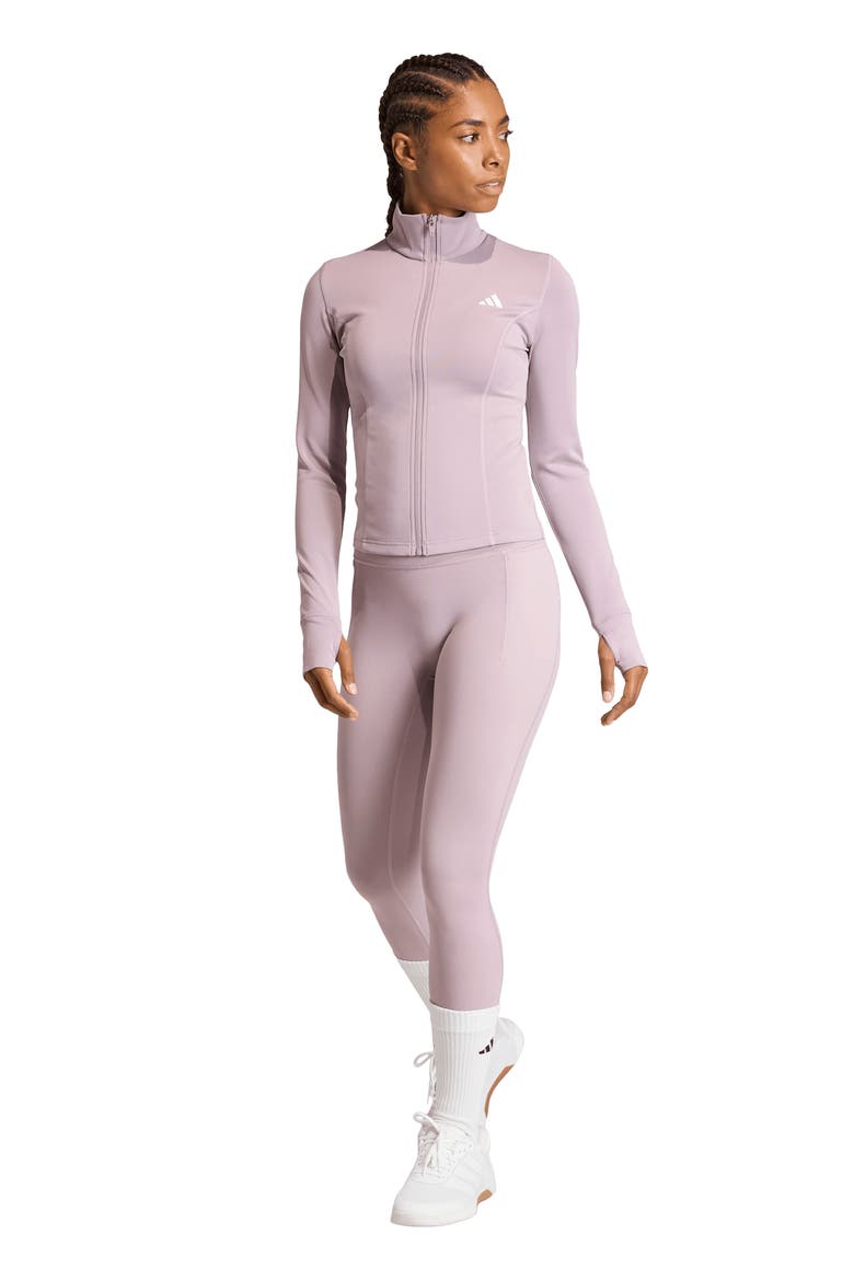 Workout Essentials Zip Knit Jacket, Alternate, color, PRELOVED FIG