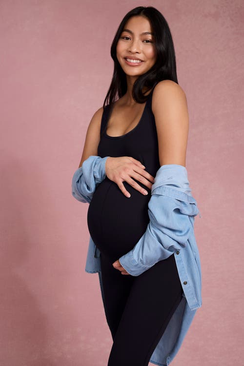 Motherhood Maternity Sleeveless Active Maternity Unitard In Black