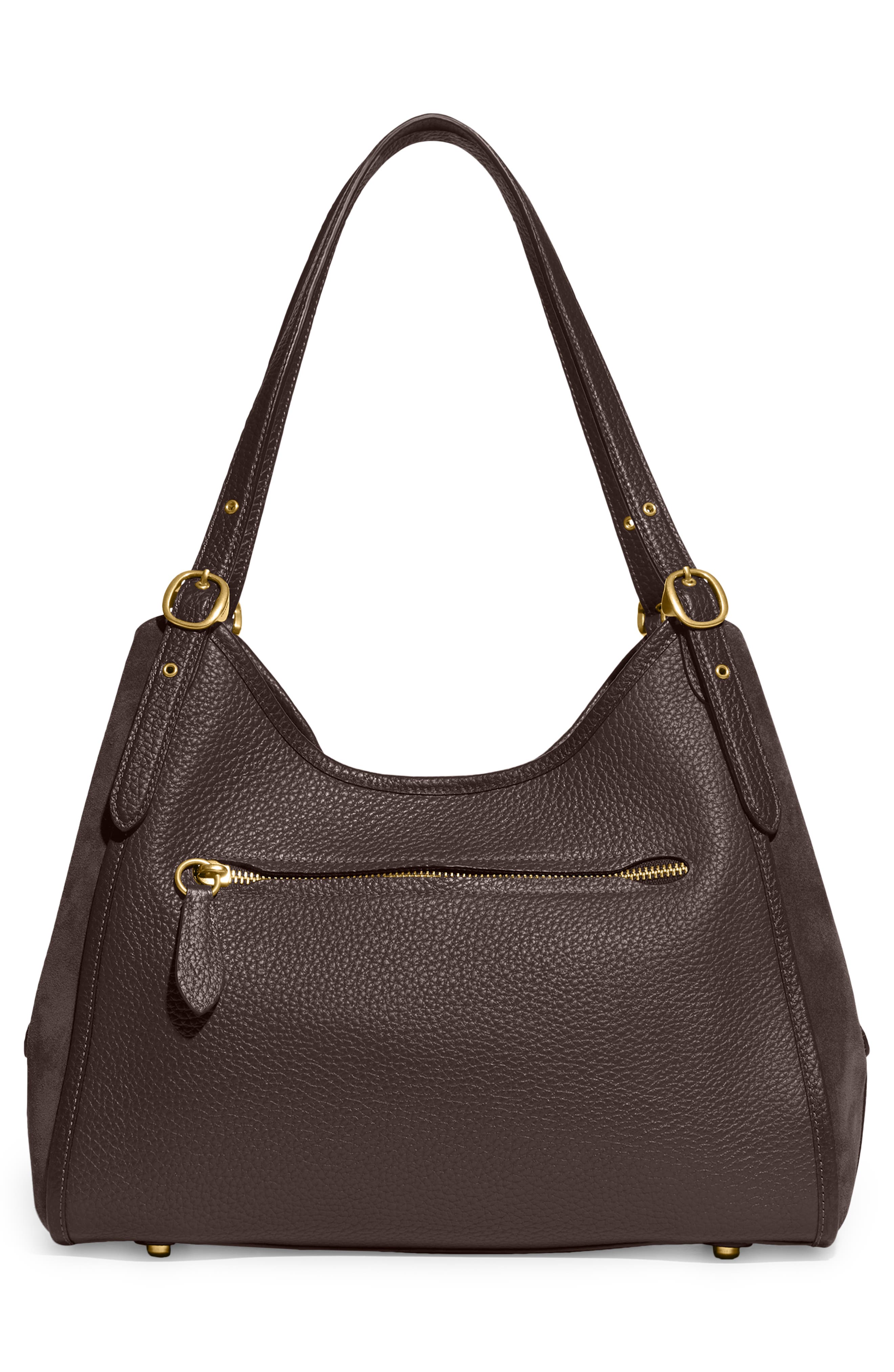 COACH Leather & Suede Shoulder Bag, Alternate, color, 