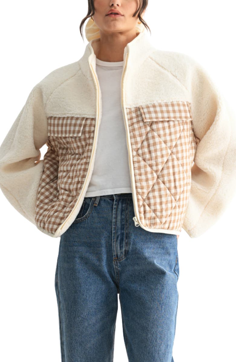 WISHLIST Plaid Fleece Jacket, Main, color, 