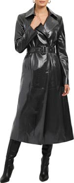 GORSKI Genuine Metis Suede Pythn Printed Belted Trench Coat