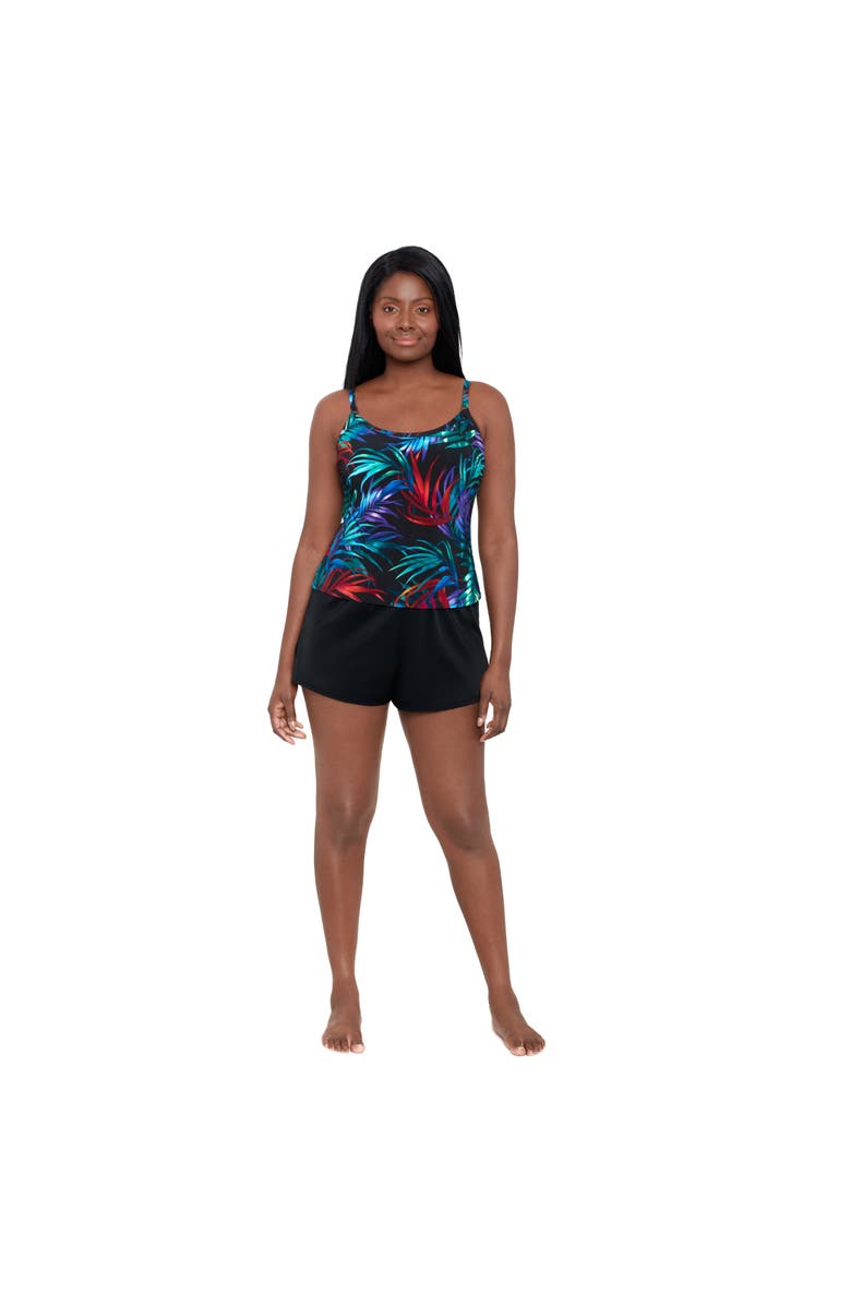 Trimshaper Farrah Scoopneck Plus Size Swim Romper with Pockets, Main, color, Fern Forest