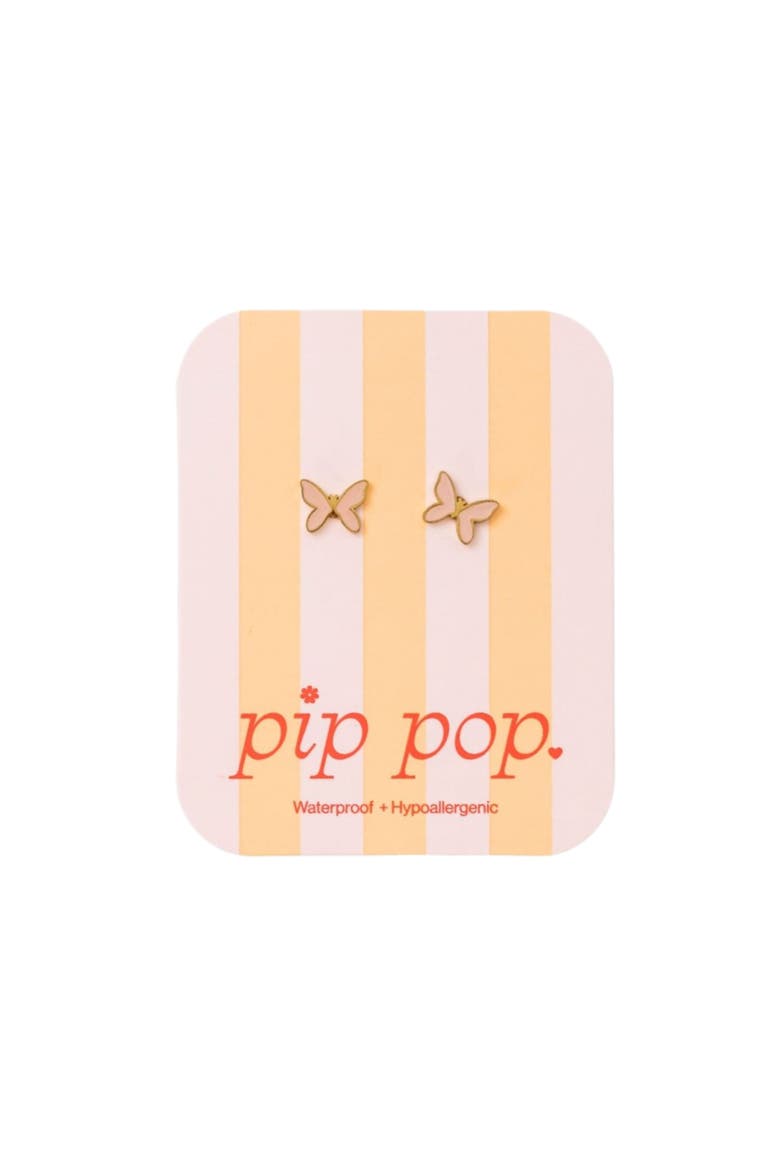 Enamel Butterfly Stud Earrings, Alternate, color, Pink