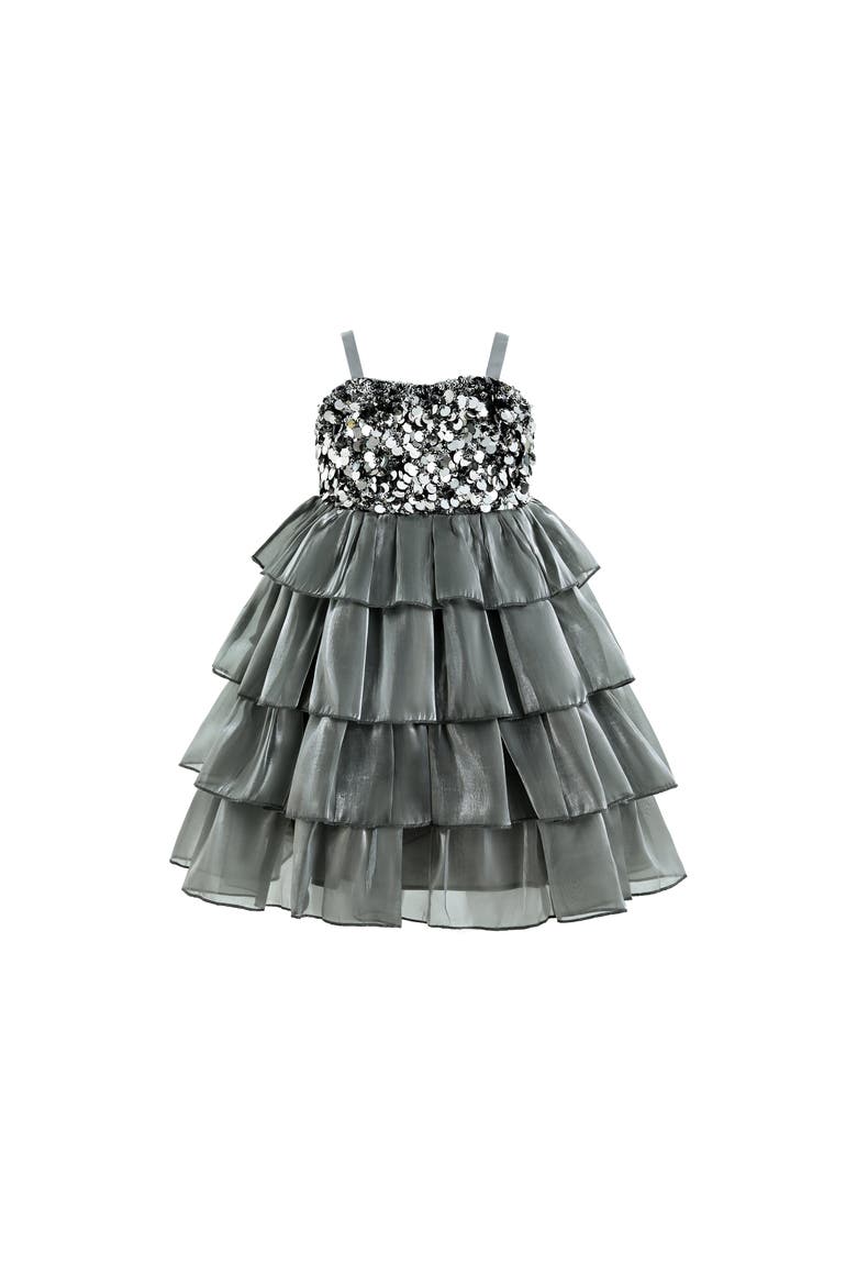Layered Tulle Sequin Sleeveless Dress, Main, color, Grey
