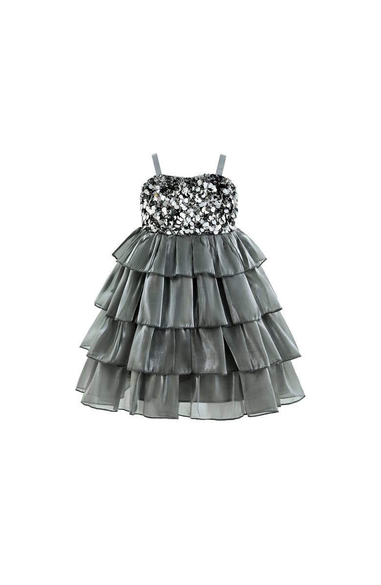 Tulleen Layered Tulle Sequin Sleeveless Dress, Main, color, Grey