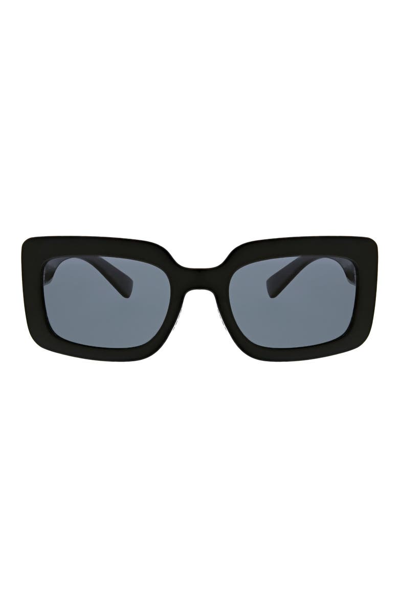 54mm Square Polarized Sunglasses, Main, color, SHINY BLACK