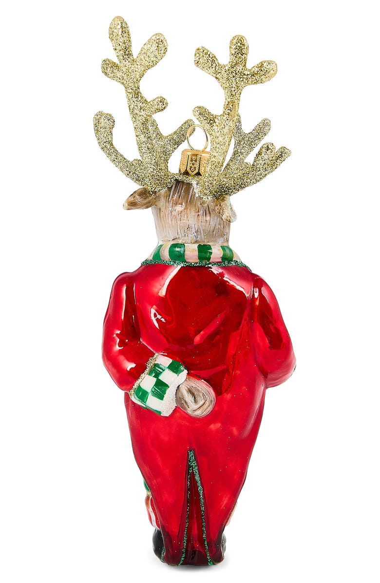 MACKENZIE CHILDS Check It Out Reindeer Butler Ornament, Alternate, color, Red
