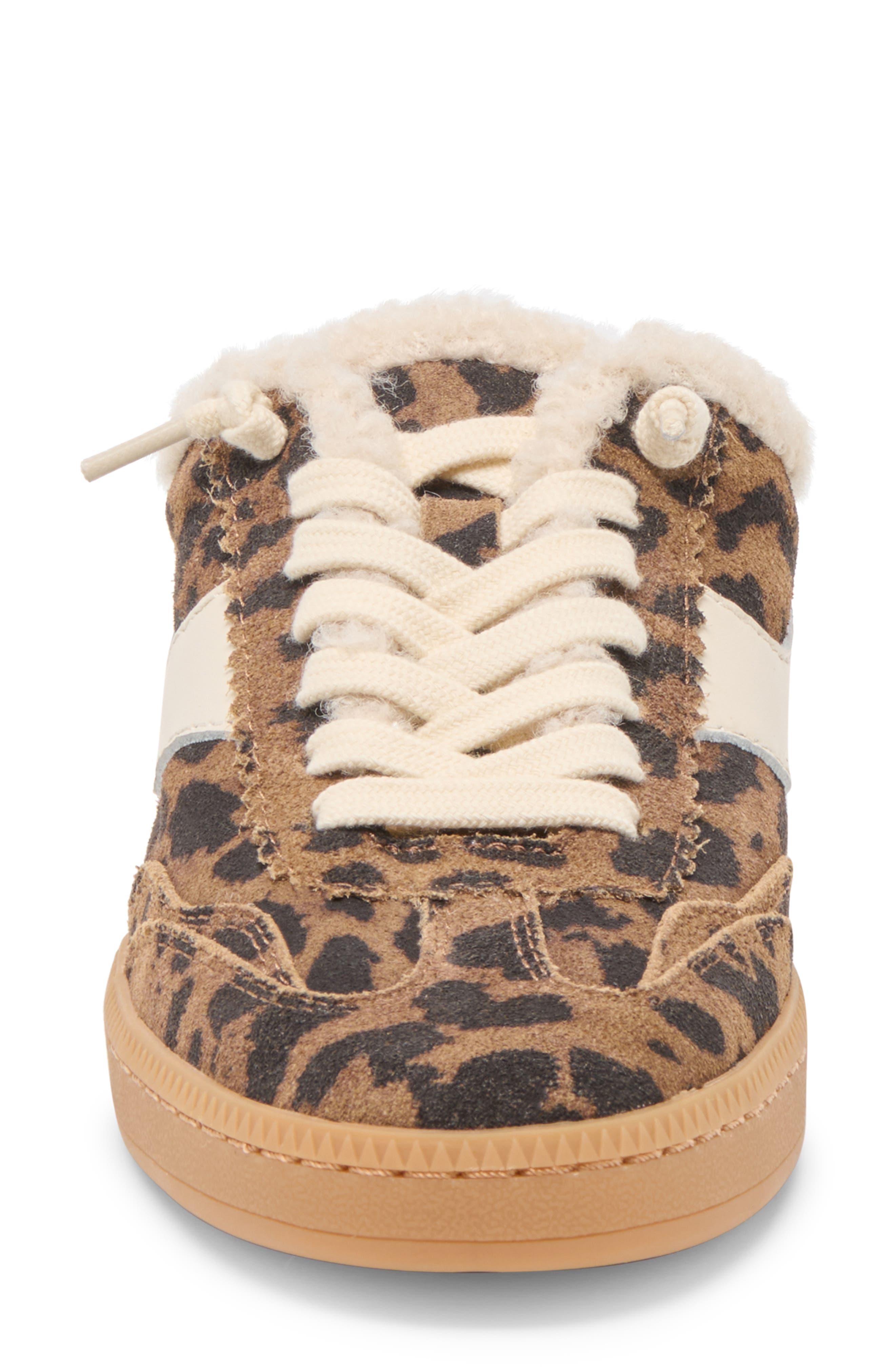 Dolce Vita Notice Faux Shearling Sneaker, Alternate, color, Brown/ Leopard Printed Suede