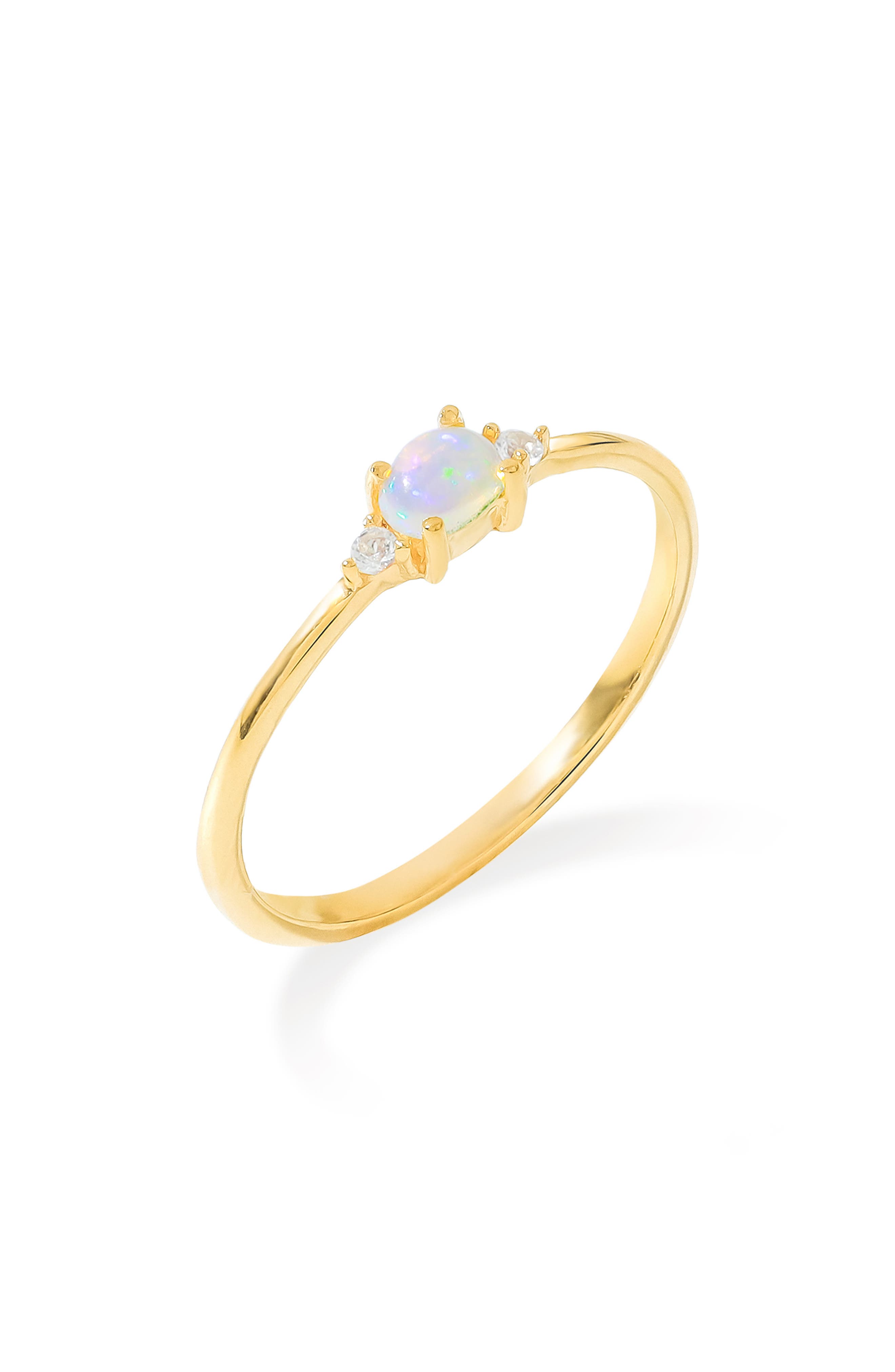 YS GEMS Opal & White Topaz Ring