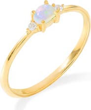 YS GEMS Opal & White Topaz Ring