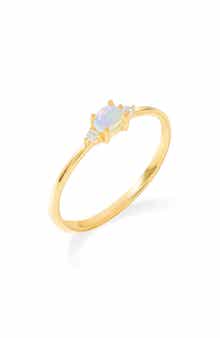 YS GEMS Opal & White Topaz Ring