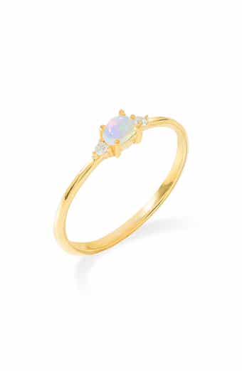 YS GEMS Opal & White Topaz Ring
