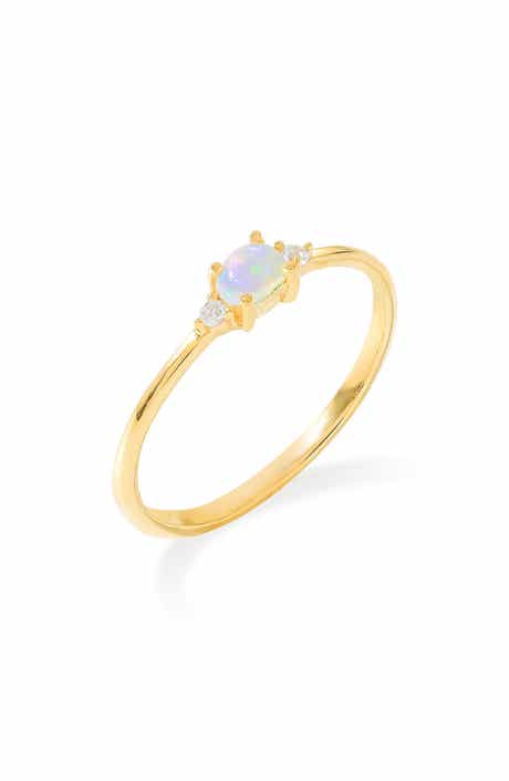 YS GEMS Opal & White Topaz Ring
