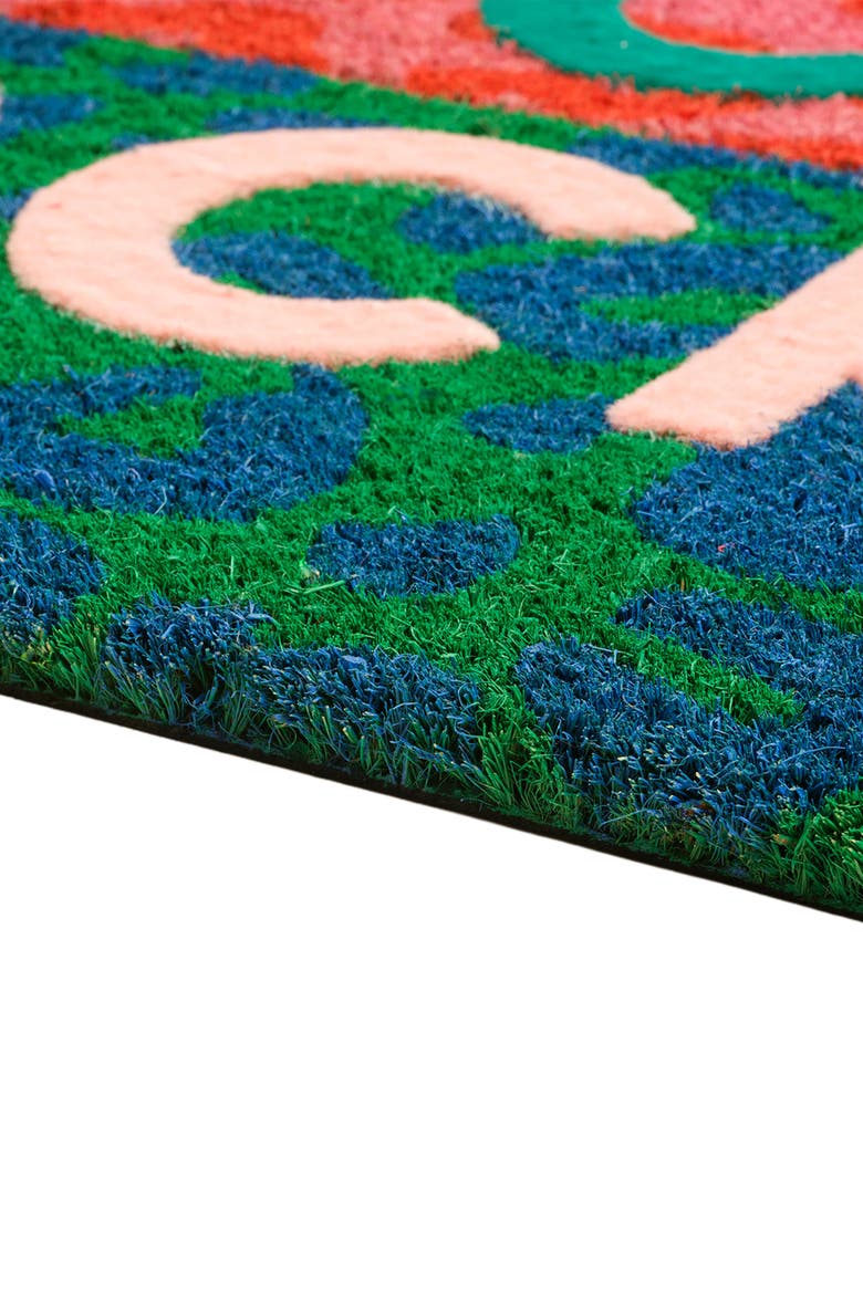 Kerala Knock Knock Coir Doormat 18" x 30", Alternate, color, Pink-Green