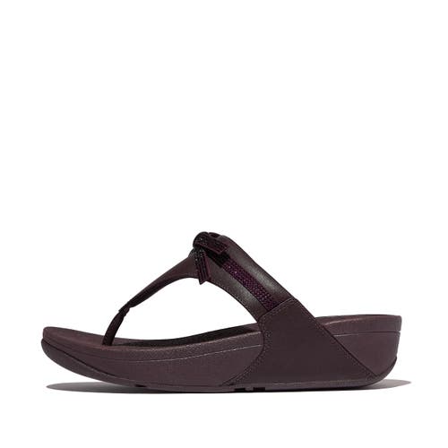 Fitflop Lulu Glitz Bow Leather Toe Post Sandals In Purple