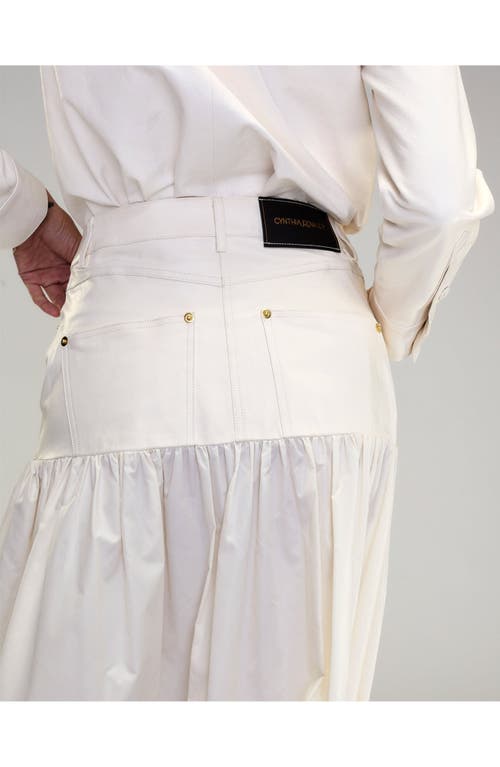 Cynthia Rowley Downtown Leather Nylon Skirt In Off_white